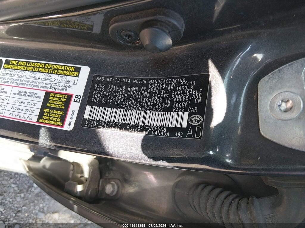 2T1BU4EE9AC524697 2010 TOYOTA COROLLA photo no. 9