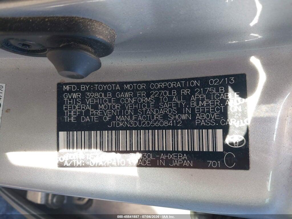 JTDKN3DU2D5608412 2013 TOYOTA PRIUS photo no. 9