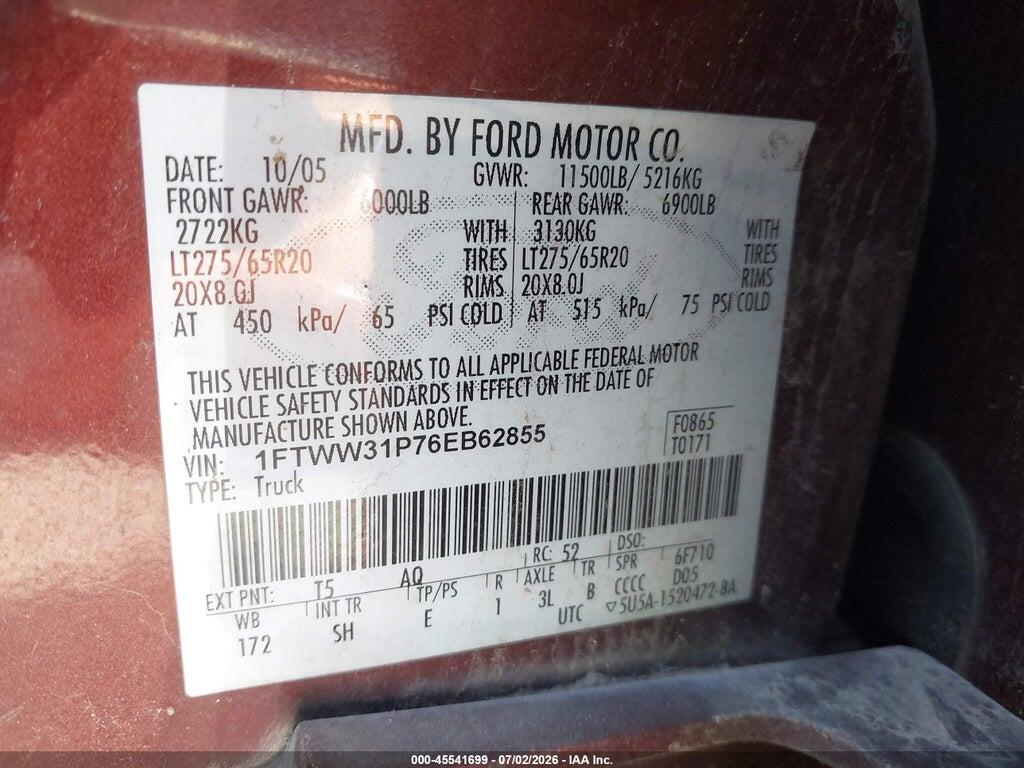 1FTWW31P76EB62855 2006 FORD F-350 photo no. 8