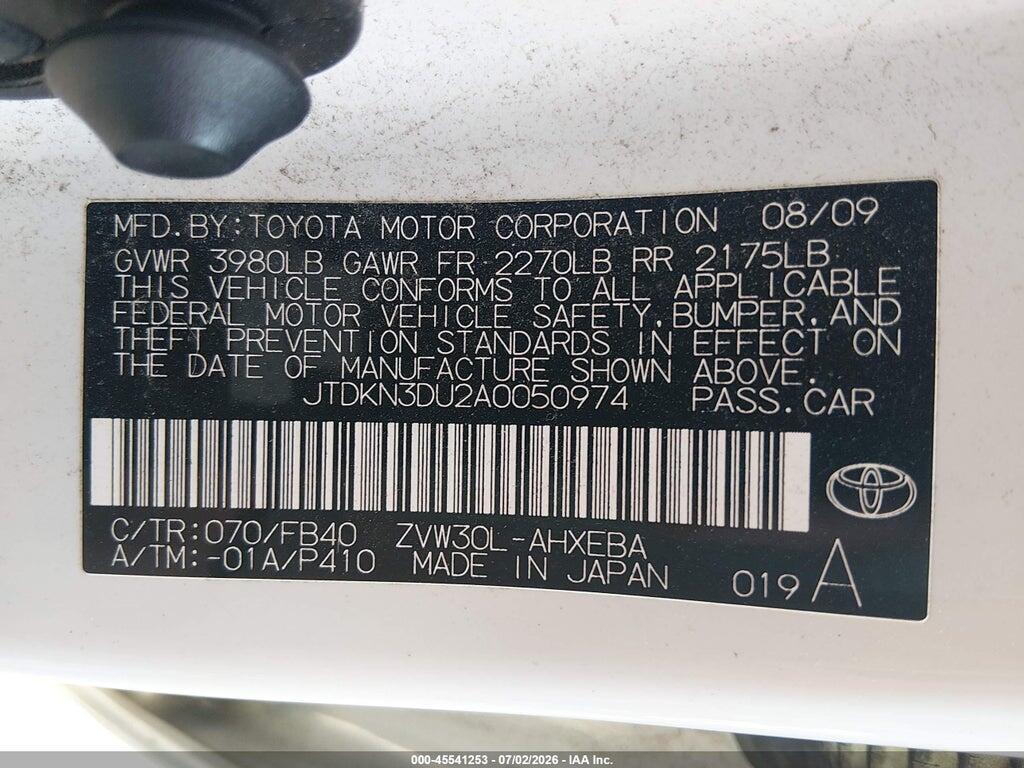 JTDKN3DU2A0050974 2010 TOYOTA PRIUS photo no. 9