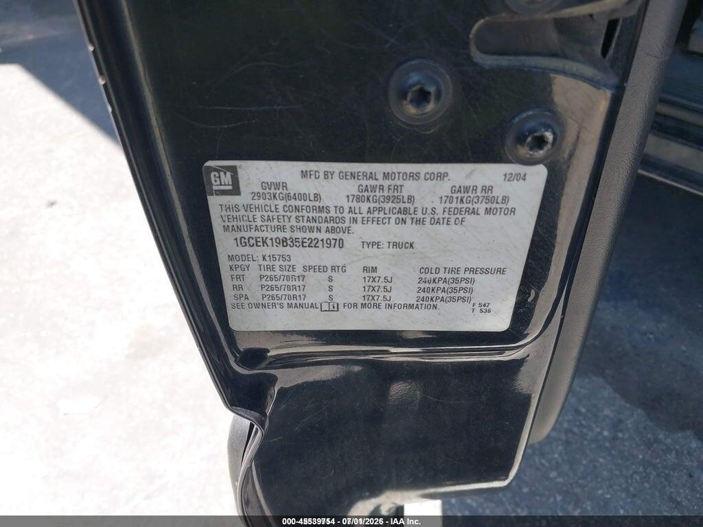 1GCEK19B35E221970 2005 CHEVROLET SILVERADO 1500 photo no. 9