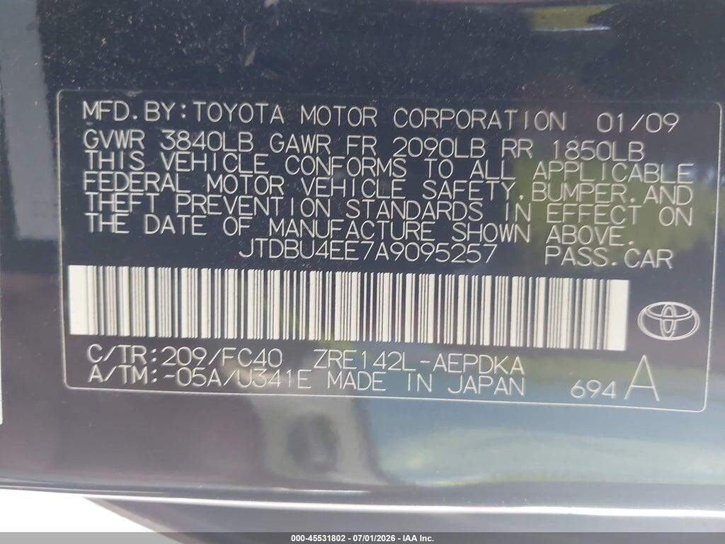 JTDBU4EE7A9095257 2010 TOYOTA COROLLA photo no. 9