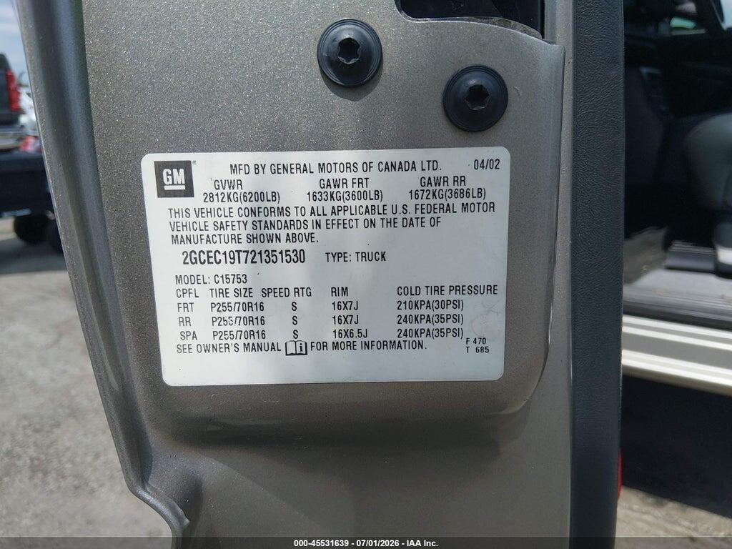 2GCEC19T721351530 2002 CHEVROLET SILVERADO 1500 photo no. 9