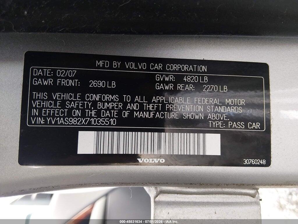 YV1AS982X71035510 2007 VOLVO S80 photo no. 9