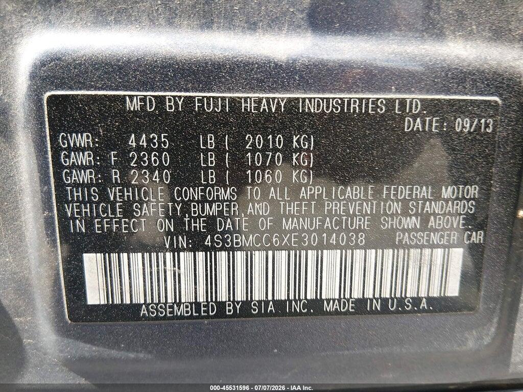 4S3BMCC6XE3014038 2014 SUBARU LEGACY photo no. 9