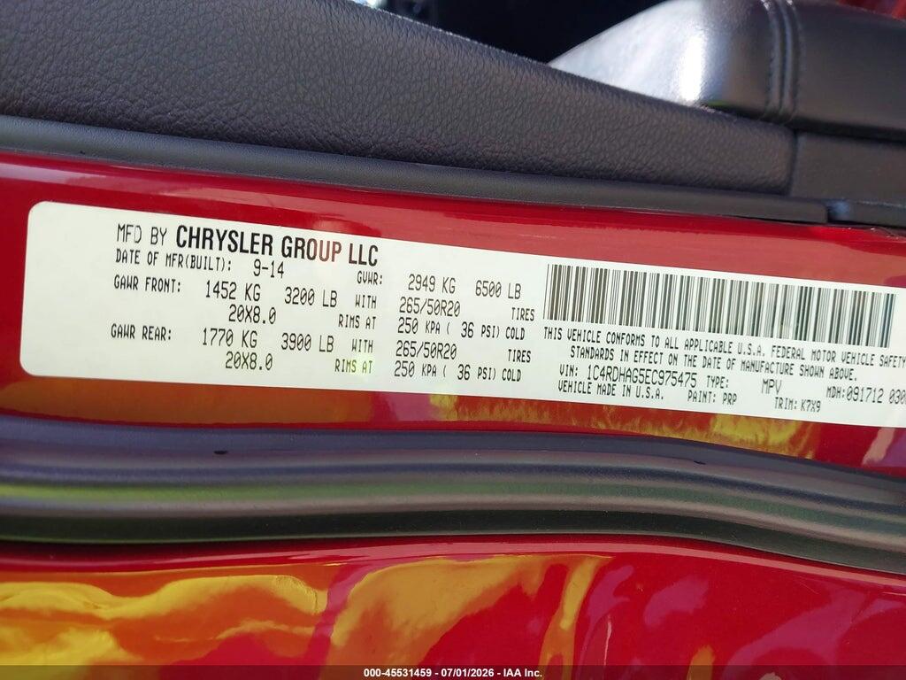 1C4RDHAG5EC975475 2014 DODGE DURANGO photo no. 9