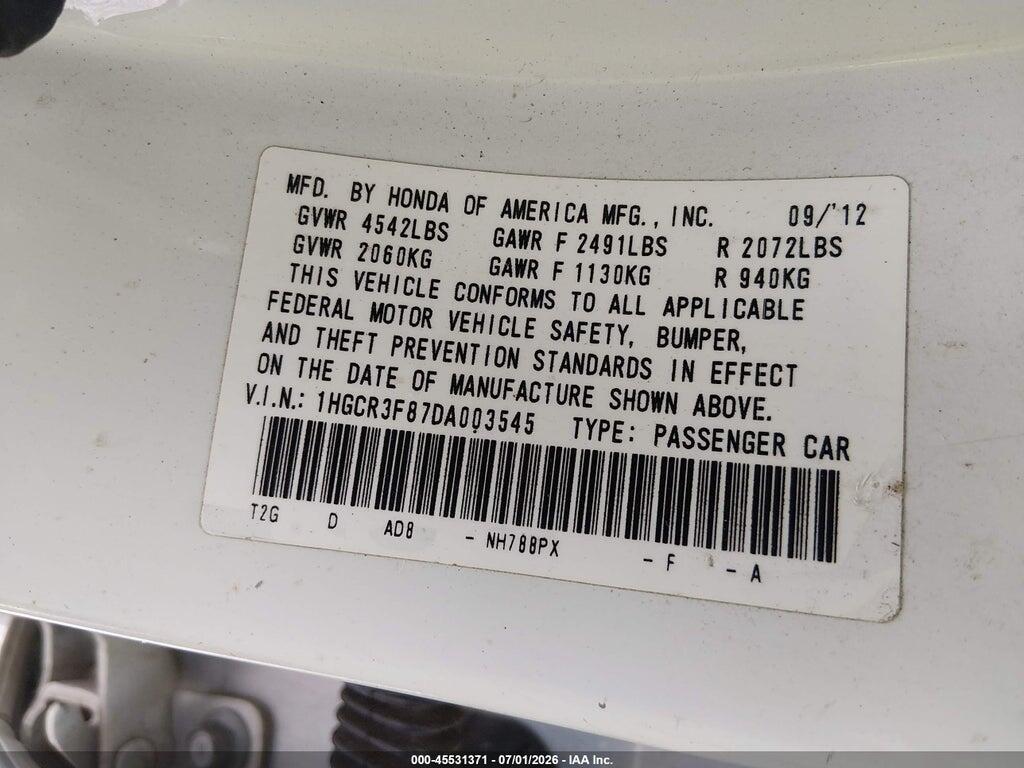 1HGCR3F87DA003545 2013 HONDA ACCORD photo no. 9