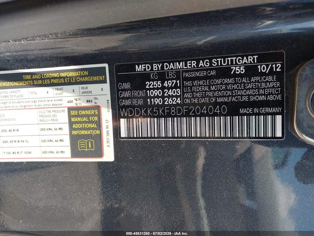 WDDKK5KF8DF204040 2013 MERCEDES-BENZ E 350 photo no. 9