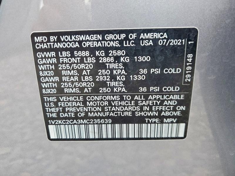 2021 VOLKSWAGEN ATLAS CROSS SPORT SE — Фото 13 из 13
