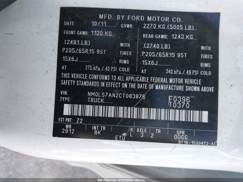 NM0LS7AN2CT083876 2012 FORD TRANSIT CONNECT photo no. 9