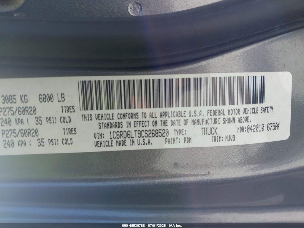 1C6RD6LT9CS268520 2012 RAM 1500 photo no. 9