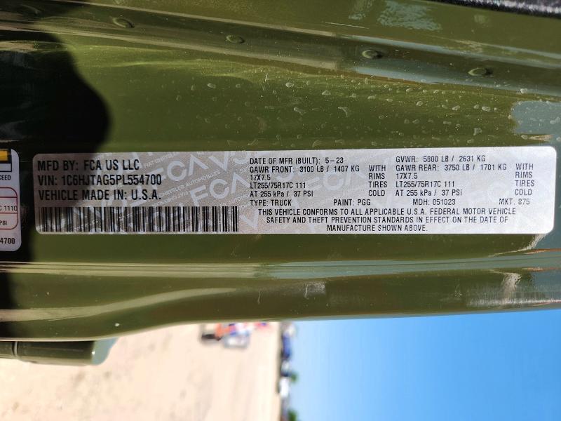 1C6HJTAG5PL554700 2023 JEEP GLADIATOR photo no. 12
