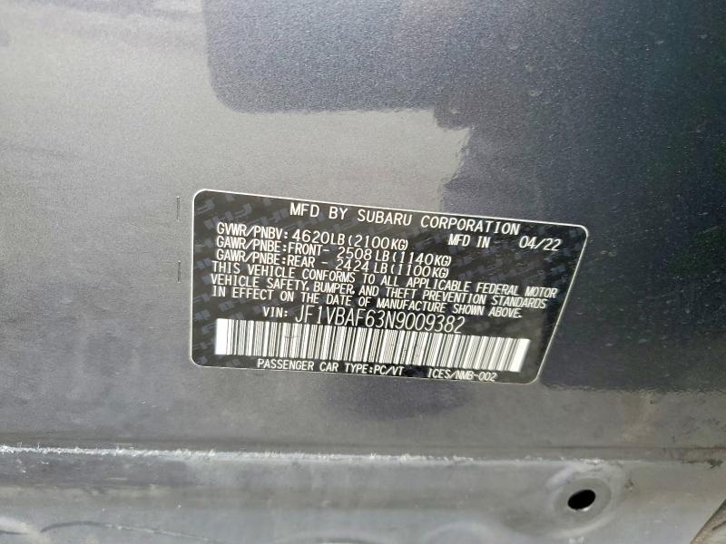 2022 SUBARU WRX PREMIUM — Фото 12 из 12