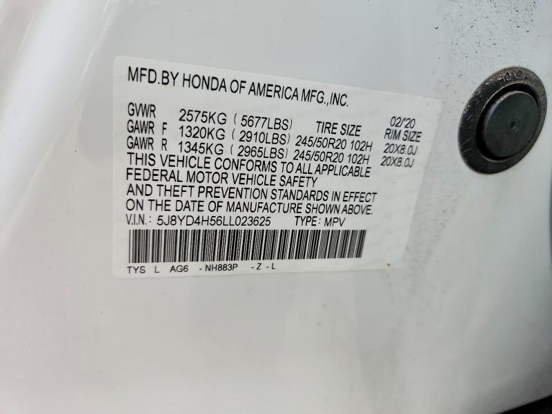 5J8YD4H56LL023625 2020 ACURA MDX photo no. 12