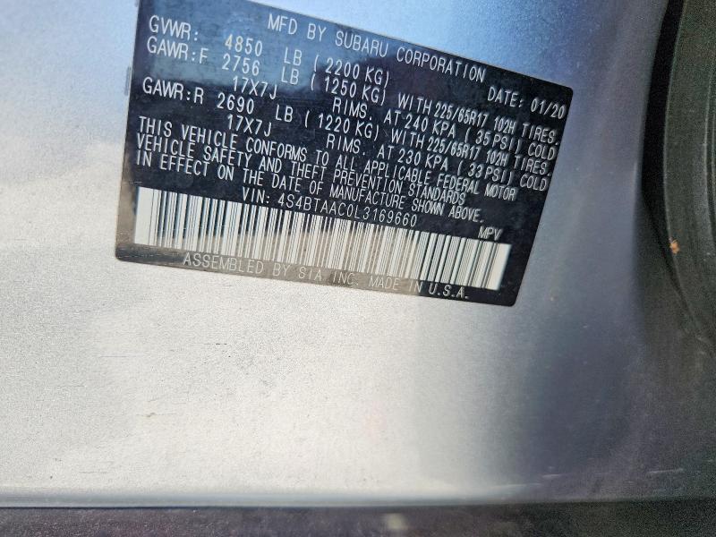 4S4BTAAC0L3169660 2020 SUBARU OUTBACK photo no. 12