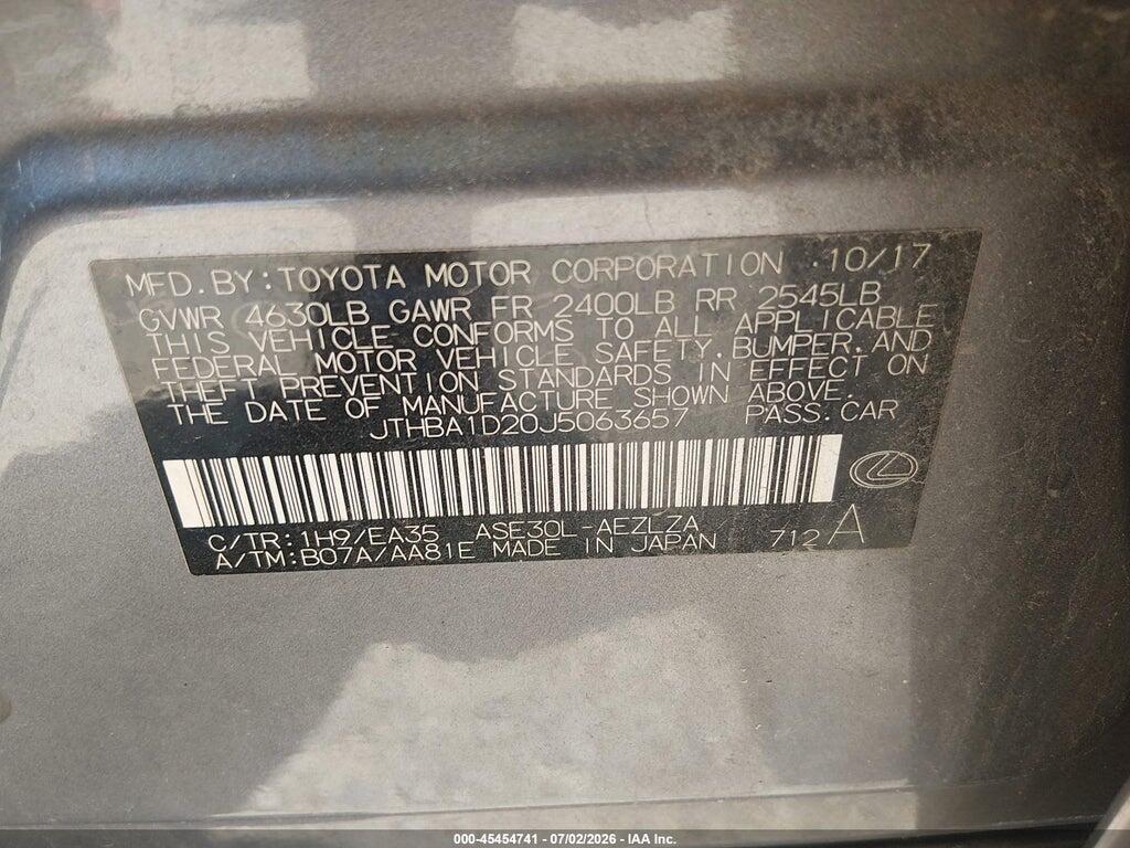 JTHBA1D20J5063657 2018 LEXUS IS 300 photo no. 9