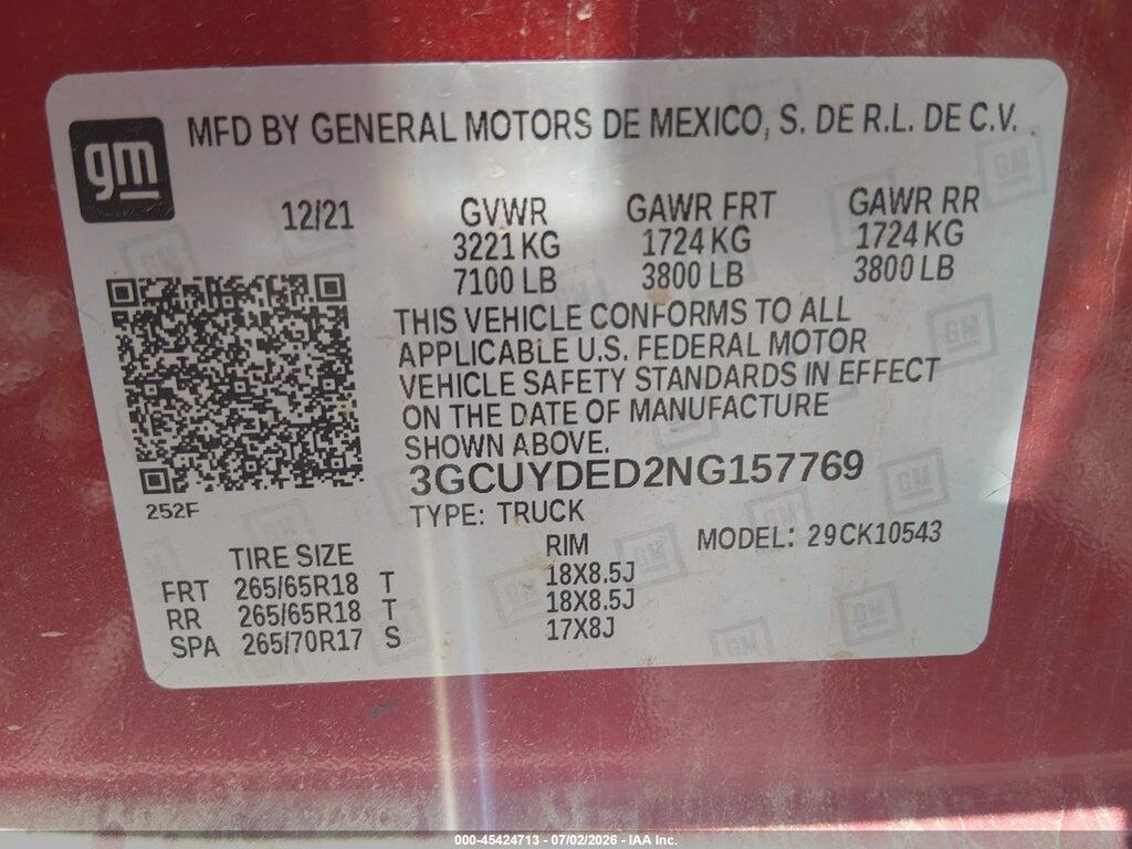 3GCUYDED2NG157769 2022 CHEVROLET SILVERADO 1500 LTD photo no. 9