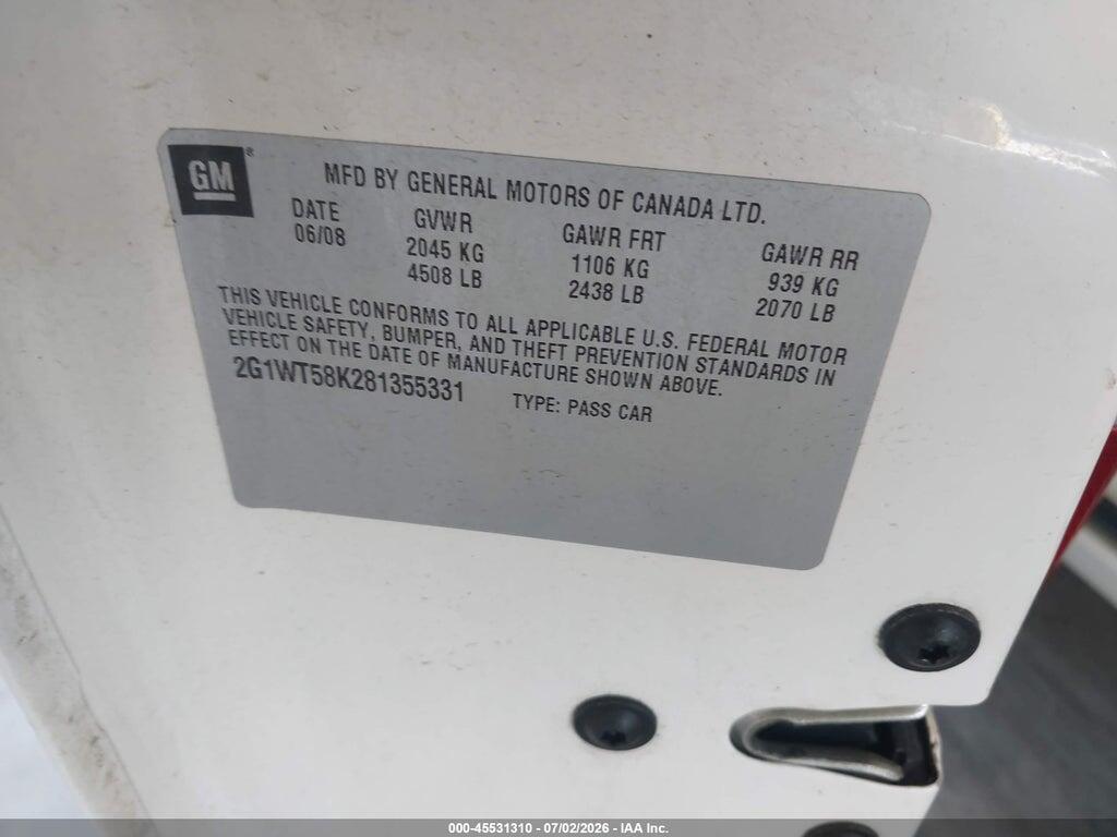 2G1WT58K281355331 2008 CHEVROLET IMPALA photo no. 9