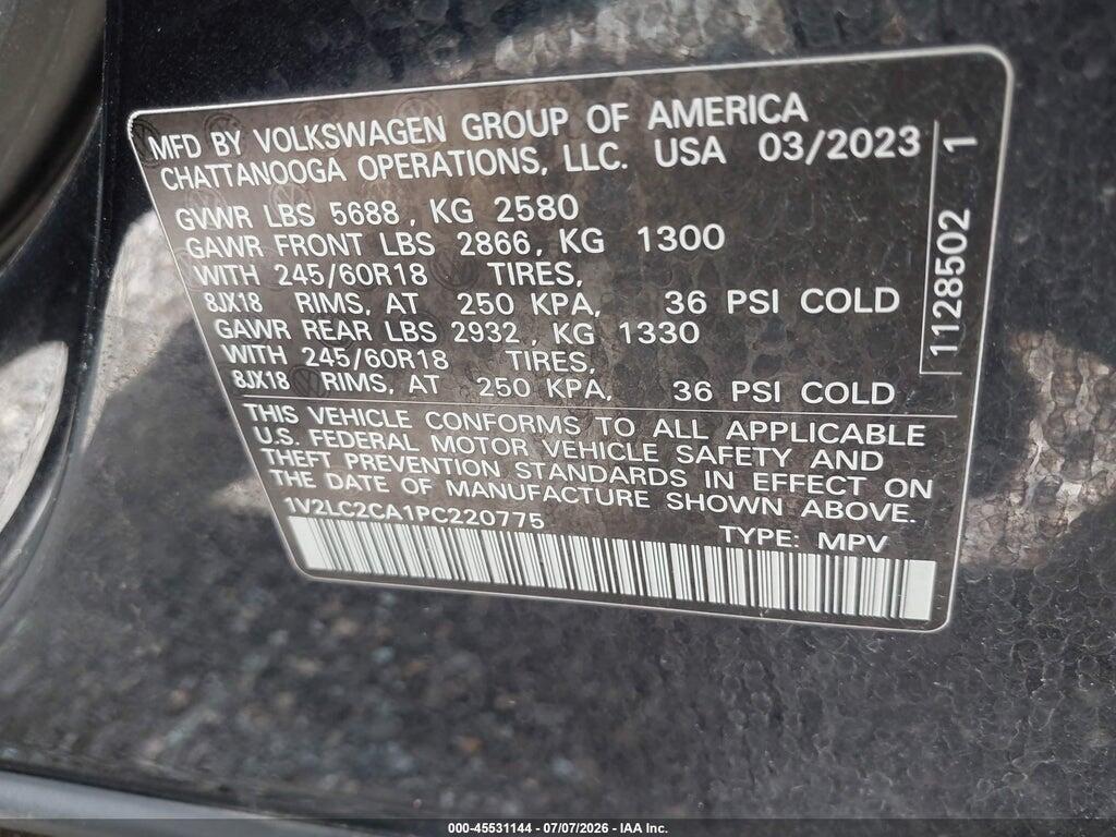1V2LC2CA1PC220775 2023 VOLKSWAGEN ATLAS CROSS SPORT photo no. 9