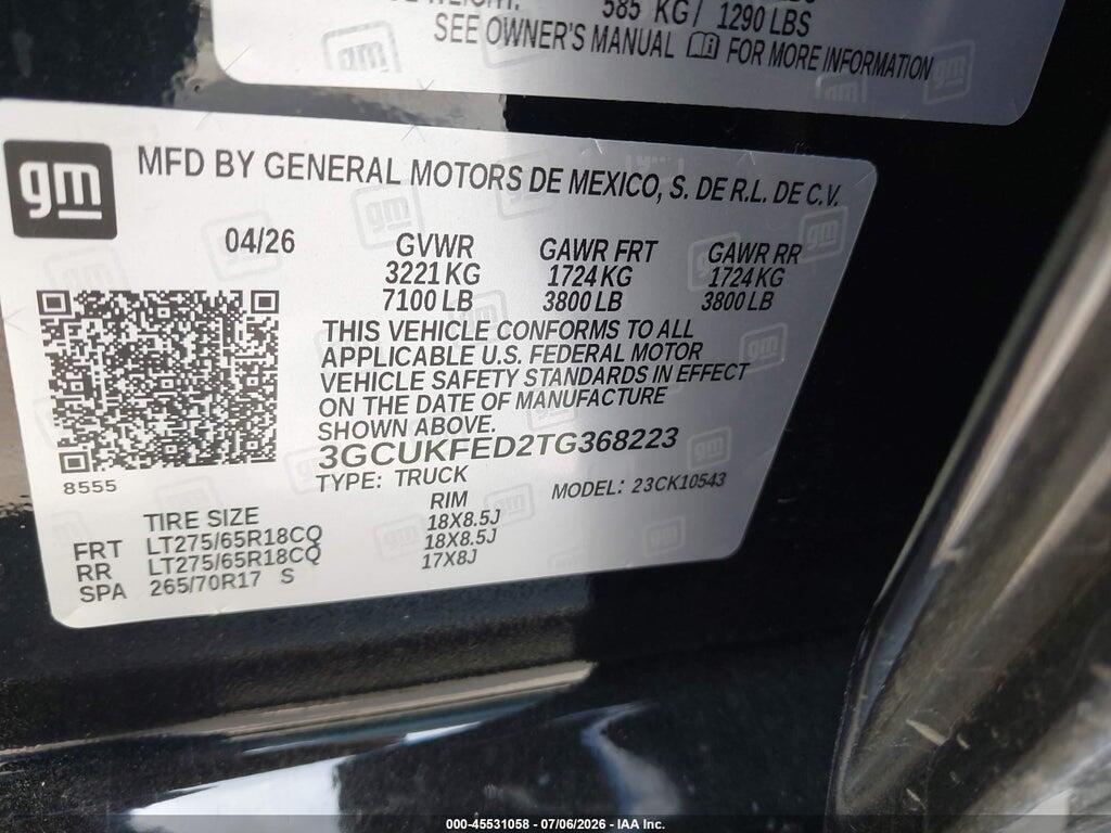 3GCUKFED2TG368223 2026 CHEVROLET SILVERADO 1500 photo no. 9