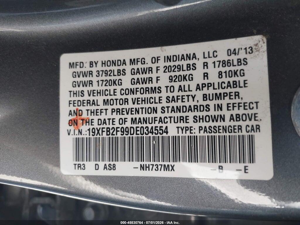 19XFB2F99DE034554 2013 HONDA CIVIC photo no. 9