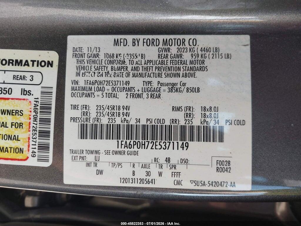 1FA6P0H72E5371149 2014 FORD FUSION photo no. 9