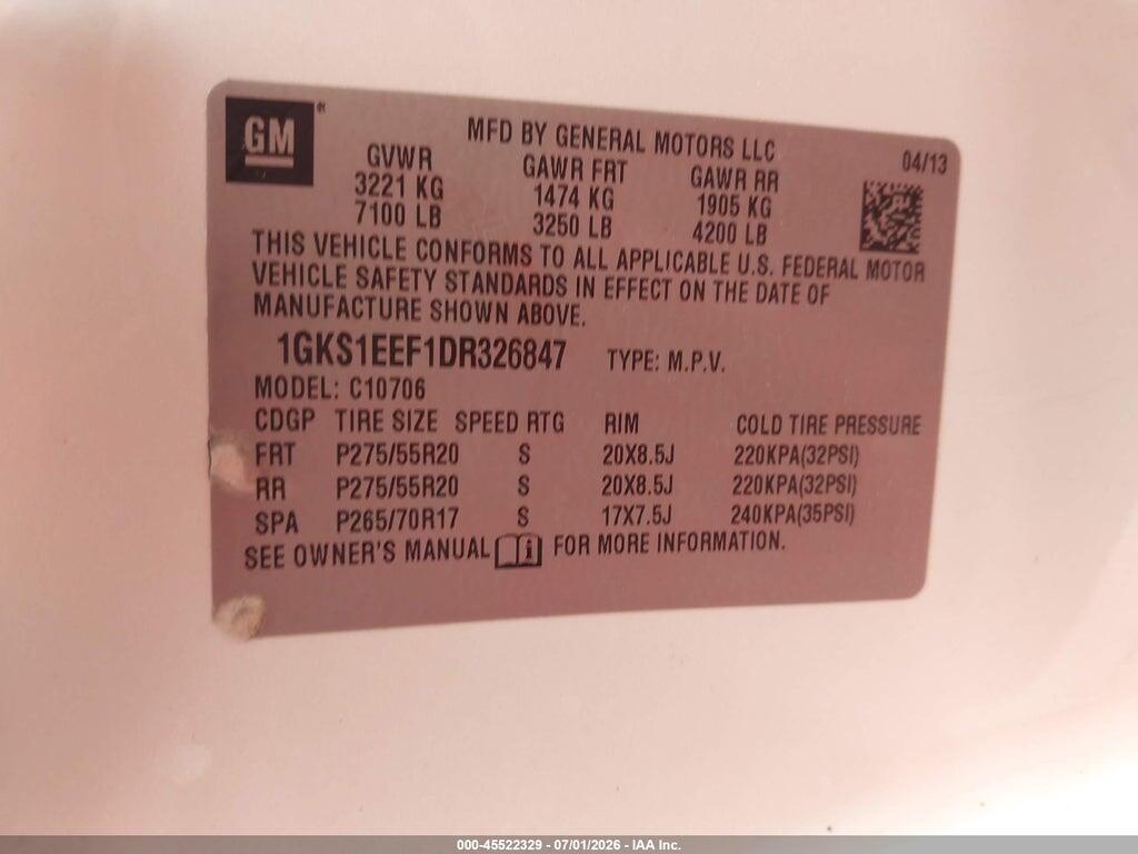 1GKS1EEF1DR326847 2013 GMC YUKON photo no. 9