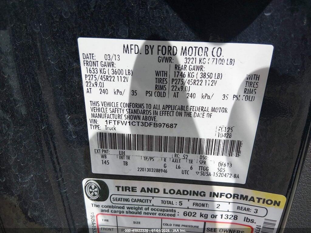 1FTFW1CT3DFB97687 2013 FORD F-150 photo no. 9