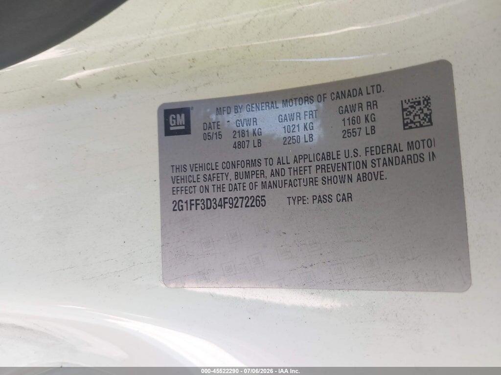 2G1FF3D34F9272265 2015 CHEVROLET CAMARO photo no. 9