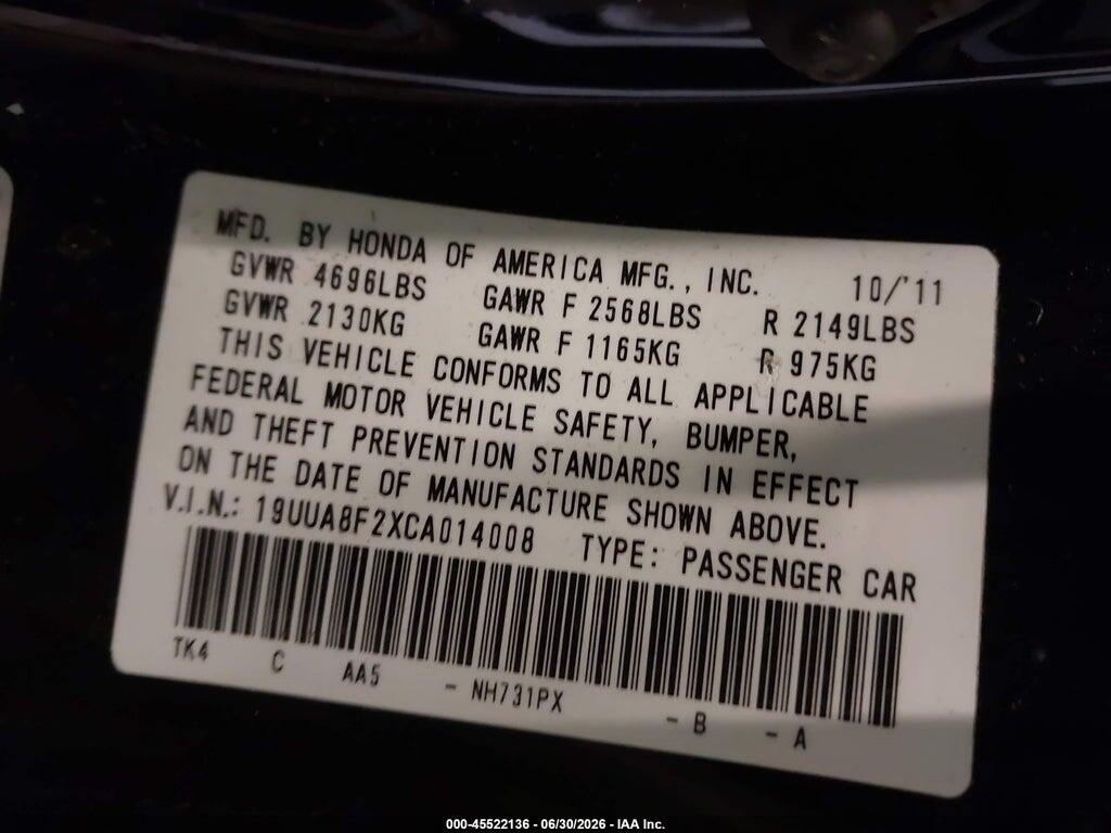 2012 ACURA TL 3.5 — Фото 9 из 15