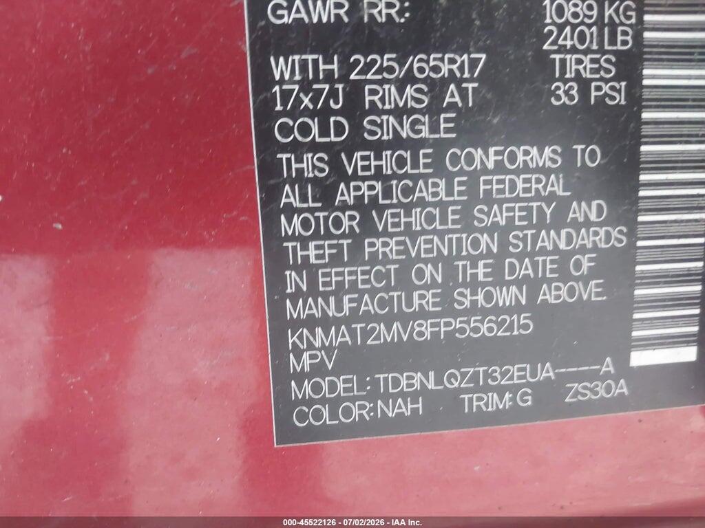 KNMAT2MV8FP556215 2015 NISSAN ROGUE photo no. 9