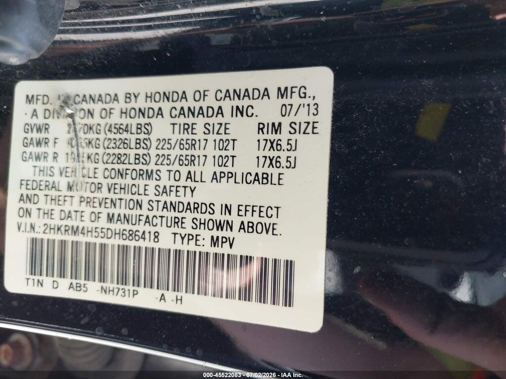 2HKRM4H55DH686418 2013 HONDA CR-V photo no. 9