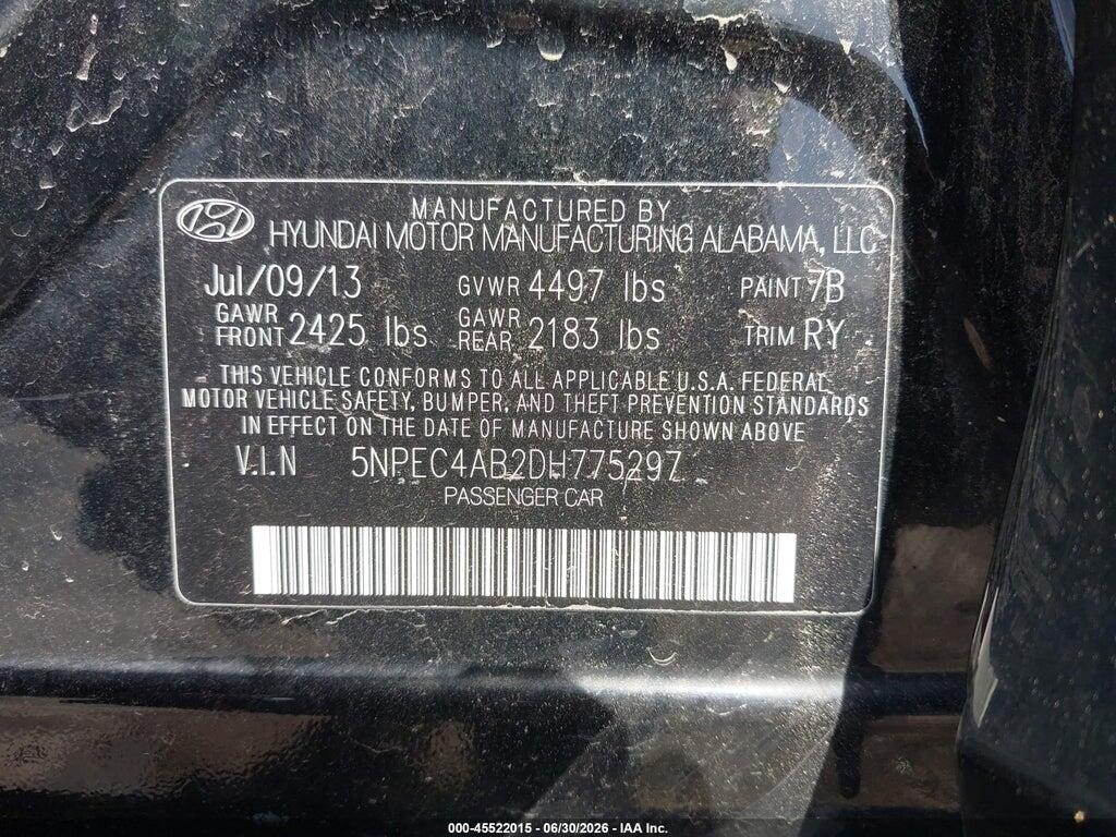 5NPEC4AB2DH775297 2013 HYUNDAI SONATA photo no. 9