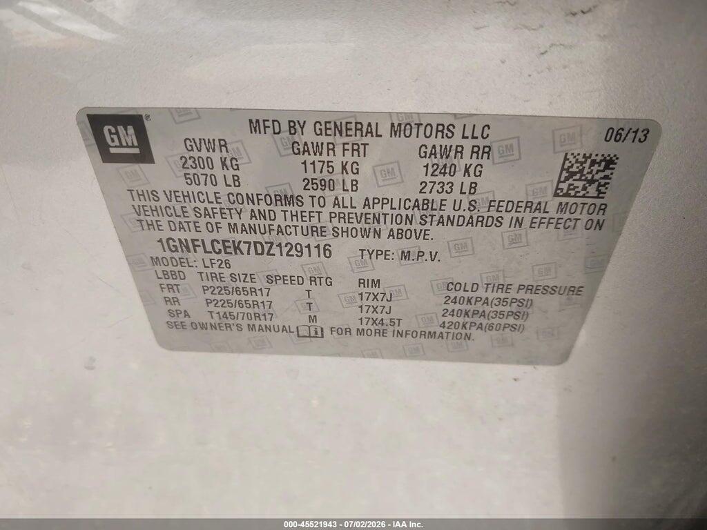 1GNFLCEK7DZ129116 2013 CHEVROLET EQUINOX photo no. 9