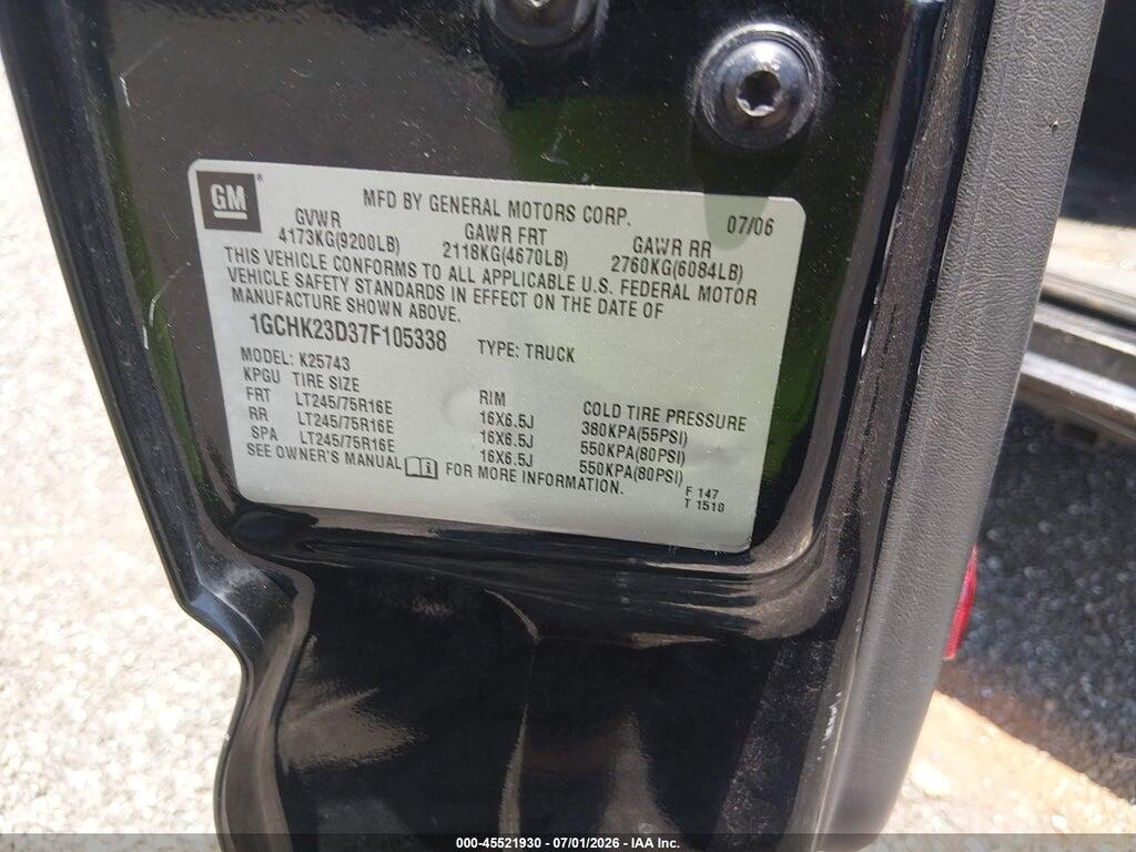 1GCHK23D37F105338 2007 CHEVROLET SILVERADO 2500HD CLASSIC photo no. 9