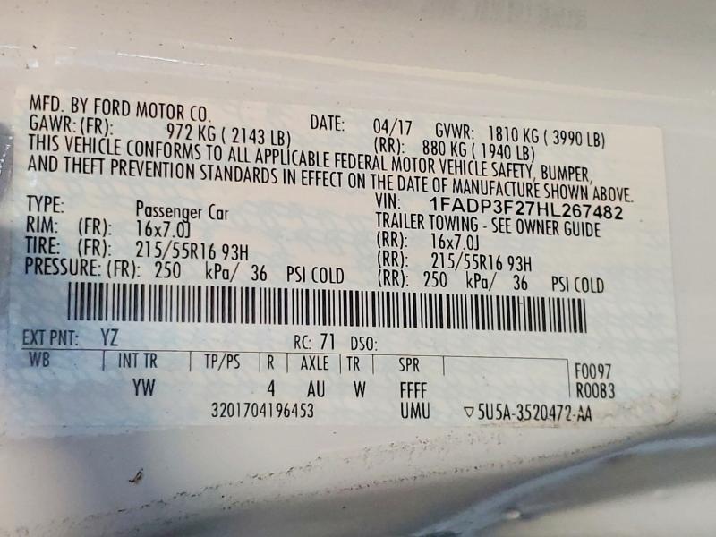 1FADP3F27HL267482 2017 FORD FOCUS photo no. 12