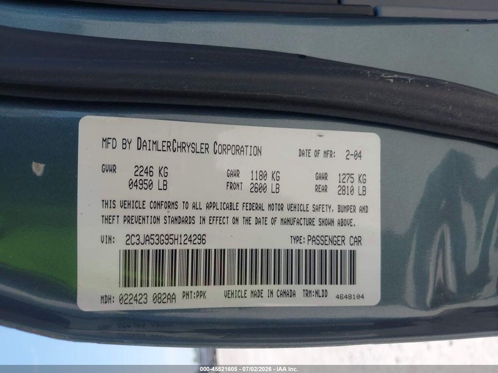 2C3JA53G95H124296 2005 CHRYSLER 300 photo no. 9