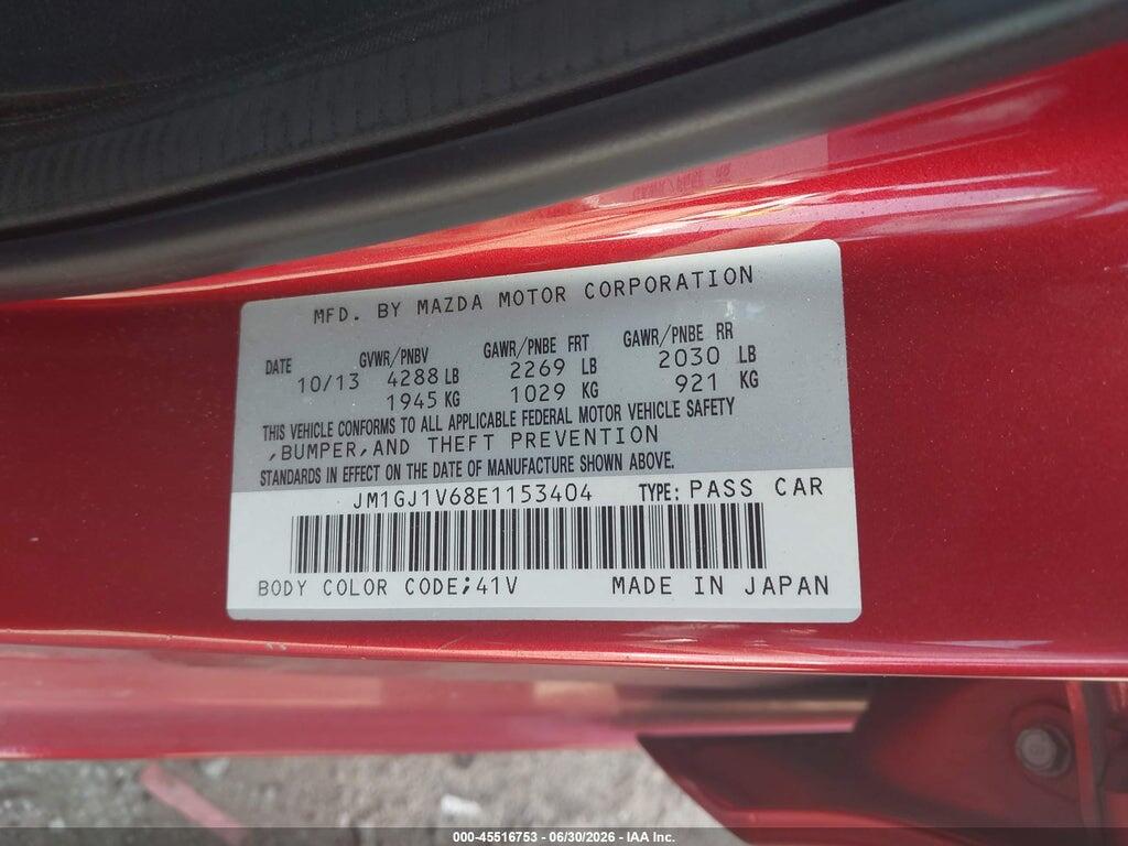 JM1GJ1V68E1153404 2014 MAZDA MAZDA6 photo no. 9