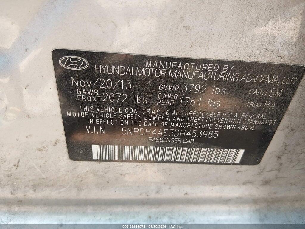 5NPDH4AE3DH453985 2013 HYUNDAI ELANTRA photo no. 9