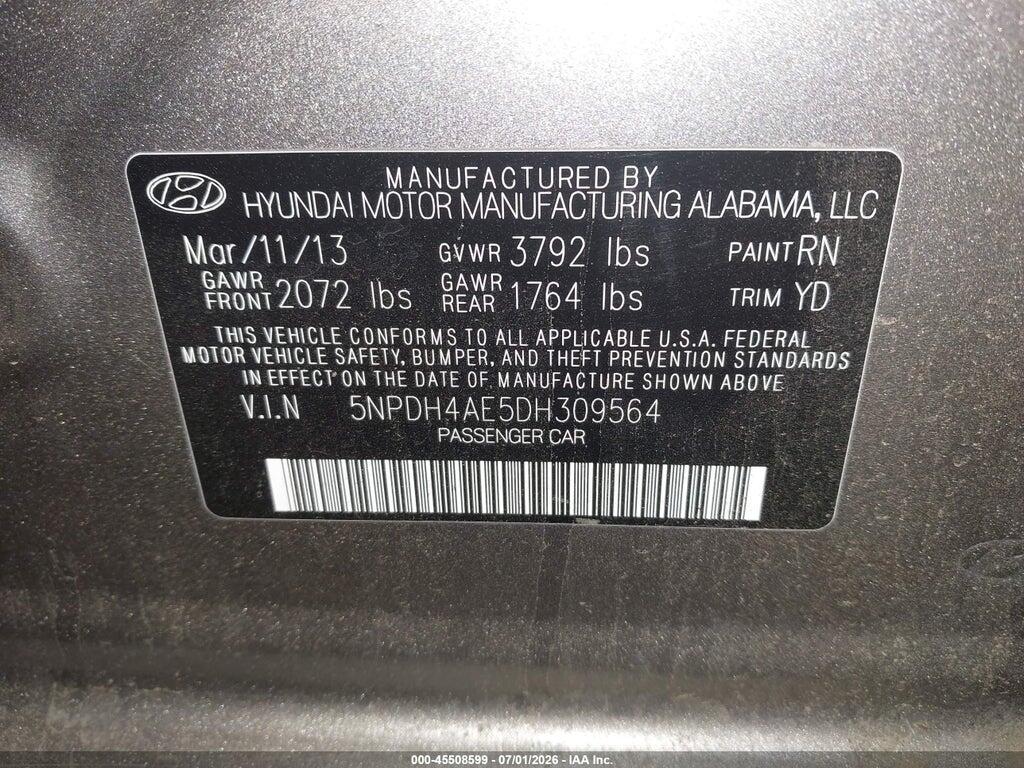 5NPDH4AE5DH309564 2013 HYUNDAI ELANTRA photo no. 9
