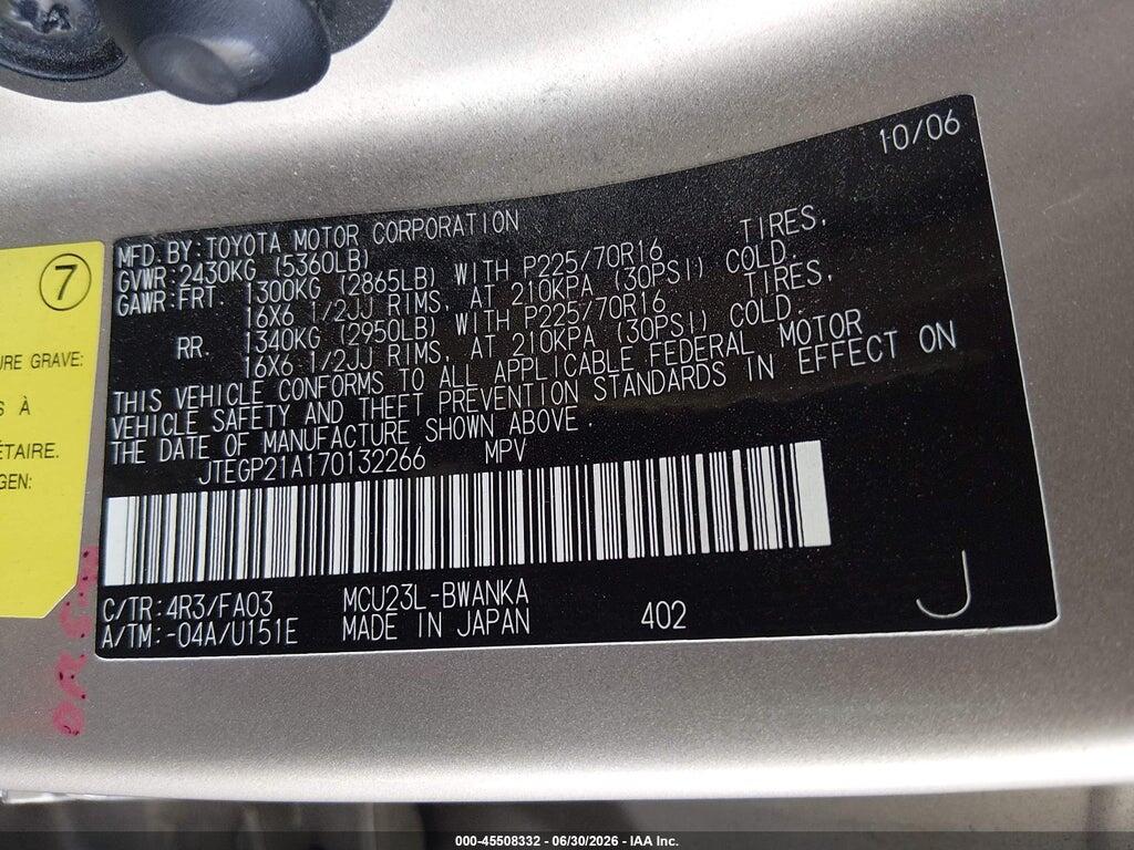 JTEGP21A170132266 2007 TOYOTA HIGHLANDER photo no. 9