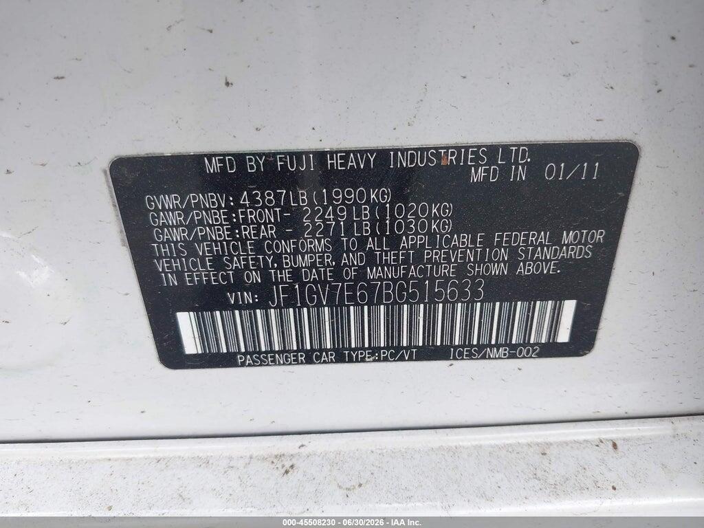 JF1GV7E67BG515633 2011 SUBARU IMPREZA photo no. 9