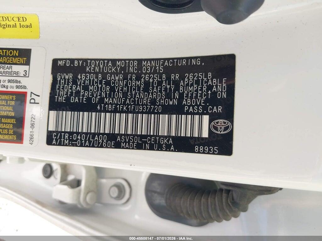 4T1BF1FK1FU937720 2015 TOYOTA CAMRY photo no. 9