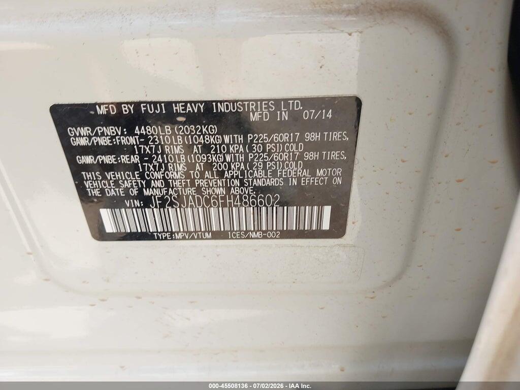 JF2SJADC6FH486602 2015 SUBARU FORESTER photo no. 9