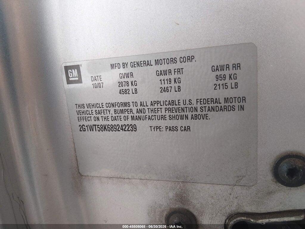 2G1WT58K689242239 2008 CHEVROLET IMPALA photo no. 9