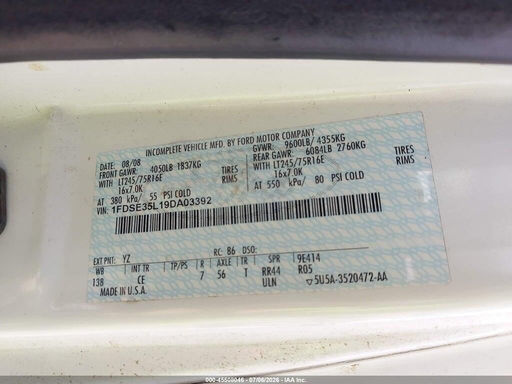 1FDSE35L19DA03392 2009 FORD E-350 CUTAWAY photo no. 8