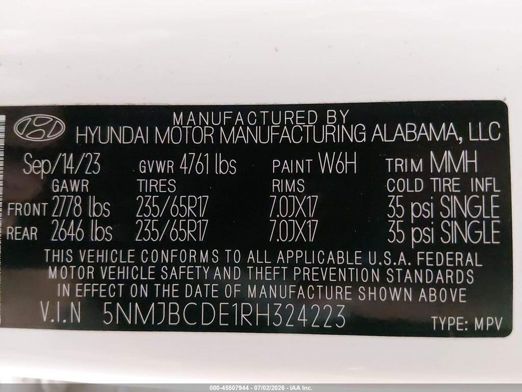 5NMJBCDE1RH324223 2024 HYUNDAI TUCSON photo no. 9