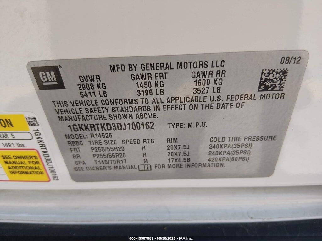 1GKKRTKD3DJ100162 2013 GMC ACADIA photo no. 9