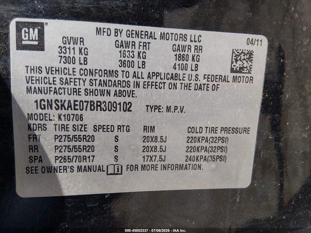 1GNSKAE07BR309102 2011 CHEVROLET TAHOE photo no. 9
