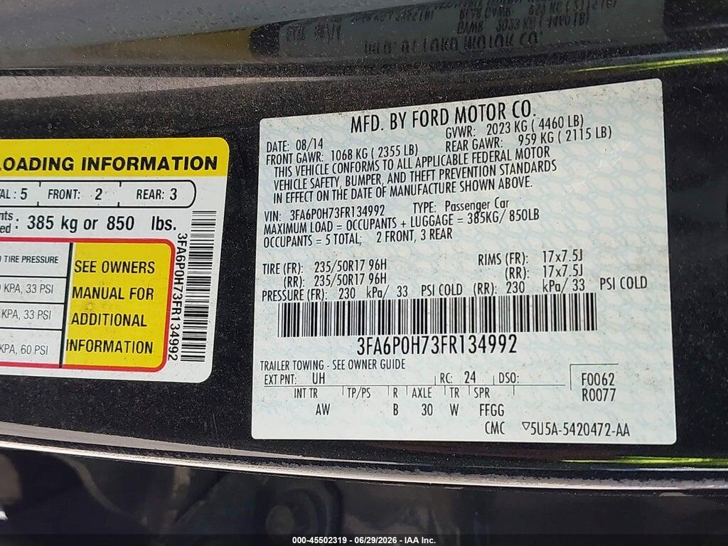 3FA6P0H73FR134992 2015 FORD FUSION photo no. 9
